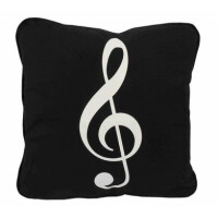 Kissen mit Paspeln schwarz Violinschlüssel 40 x 40 cm