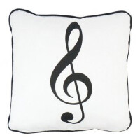 Kissen mit Paspeln weiß Violinschlüssel 40 x 40 cm