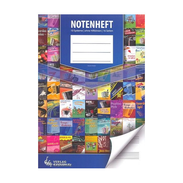 Notenheft DIN A4 hoch 10 Systeme 16 Seiten