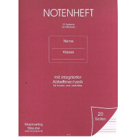Notenheft 12 Systeme Din A4 hoch mit Hilfslinien 20 Seiten