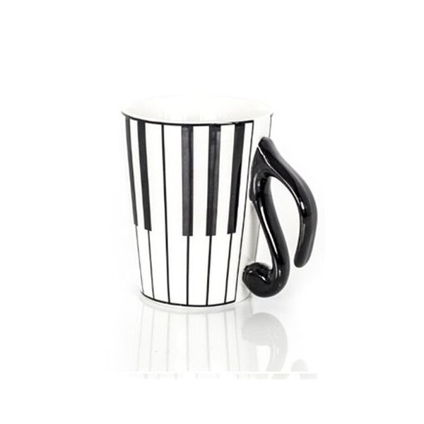 Kaffeetasse mit Untertasse Tastatur schwarz/weiß