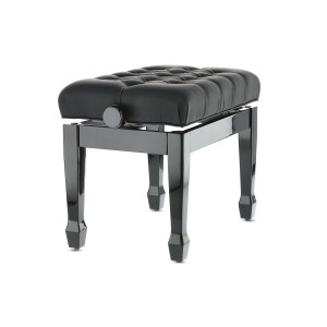 Gewa Piano Bench Deluxe XL Black high gloss cover Black faux leather