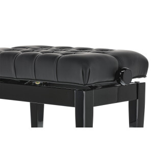 Gewa Piano Bench Deluxe XL Black high gloss cover Black faux leather