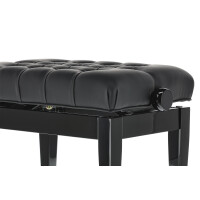 Gewa Piano Bench Deluxe XL Black high gloss cover Black faux leather