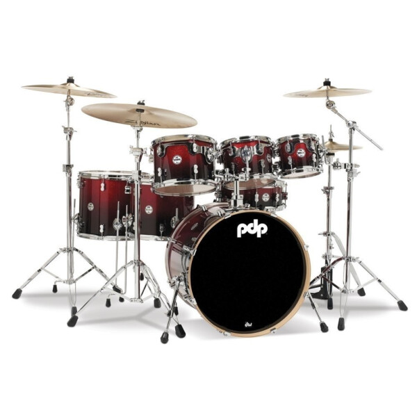 PDP by DW Shellset Concept Maple Red To Black Sparkle