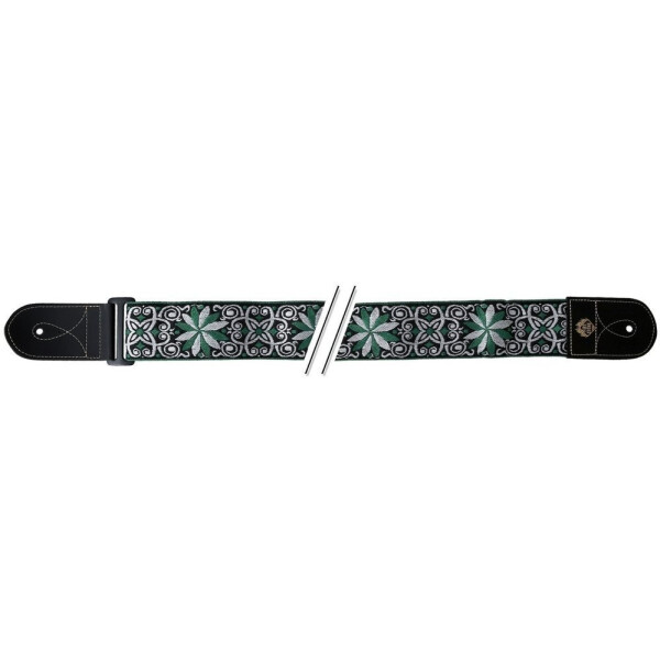 Gewa guitar strap F&S Folk Jacquard Green-White