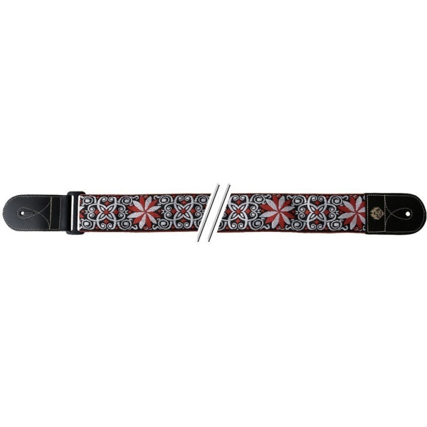 Gewa guitar strap F&S Folk Jacquard Red-White