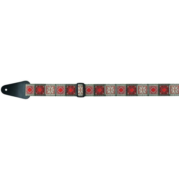 Gewa guitar strap F&S Folk Jacquard red-silver-black