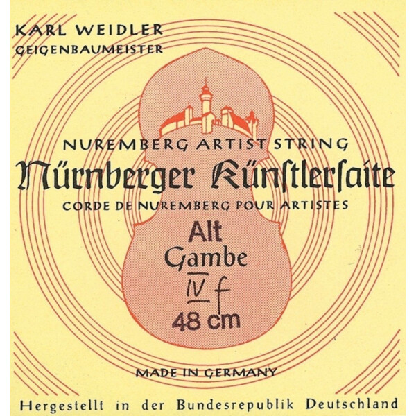 Nürnberger Gambe-Saiten Künstler Seilkern. Chromstahl umsponnen Satz