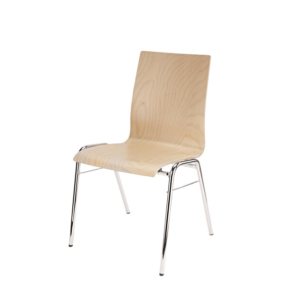 K&M stacking chair 13400 chrome-plated feet, natural beech seat shell