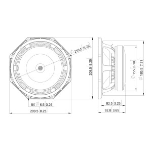 Lavoce MAF082.00 8" woofer, ferrite, aluminum basket