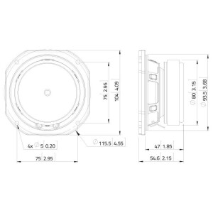 Lavoce WSF041.00 4" Woofer, Ferrit, Stahlkorb