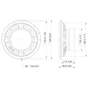 Lavoce SSF081.50 8" Subwoofer, Ferrit, Stahlkorb
