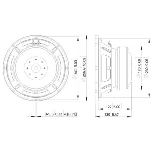 Lavoce SSF102.50L 10" subwoofer, ferrite, steel basket