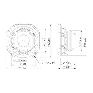Lavoce WSN041.00 4" Woofer, Neodym, Stahlkorb