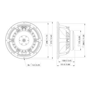 Lavoce WAF122.50/4 12" Woofer, Ferrit, Alukorb
