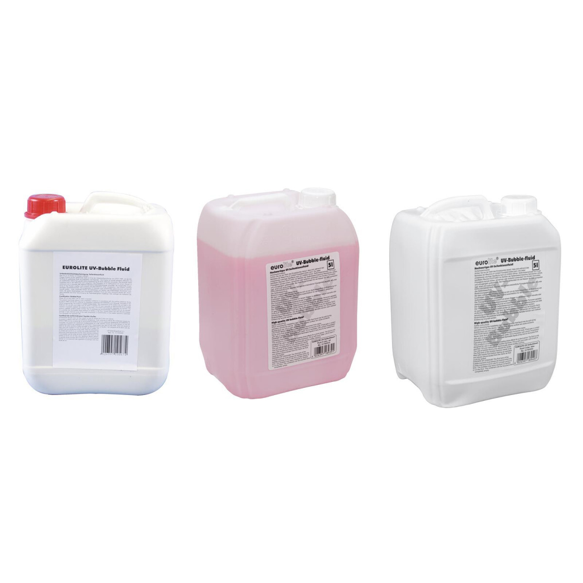 Eurolite Set 3x UV bubble fluid 5l yellow + red + blue