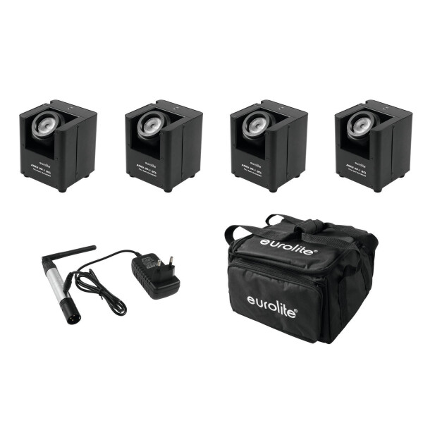 Eurolite set 4x AKKU UP-1 + SB-4 soft bag + QuickDMX radio transmitter