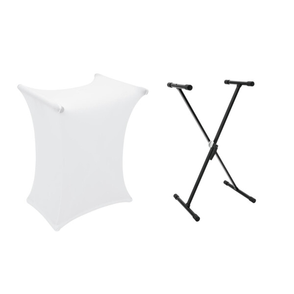 Dimavery Set SVT-1 keyboard stand + cover white