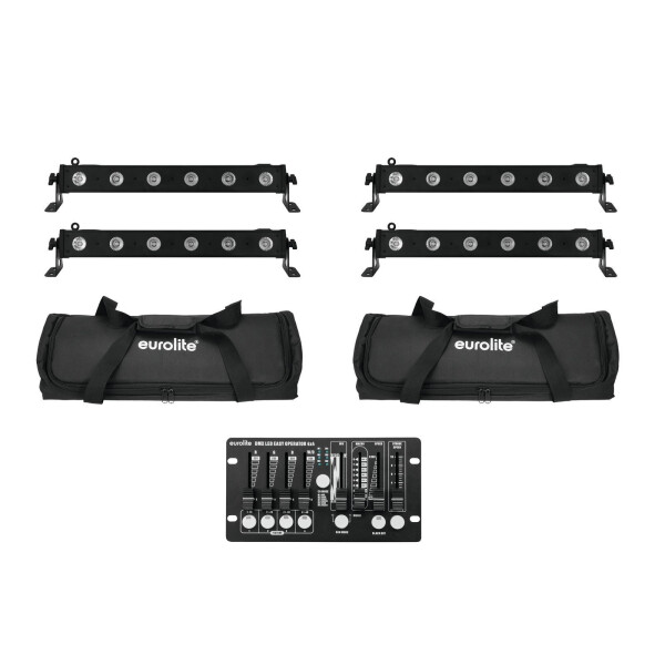 Eurolite Set 4x LED BAR-6 QCL RGBW + 2x Soft Bag + Controller