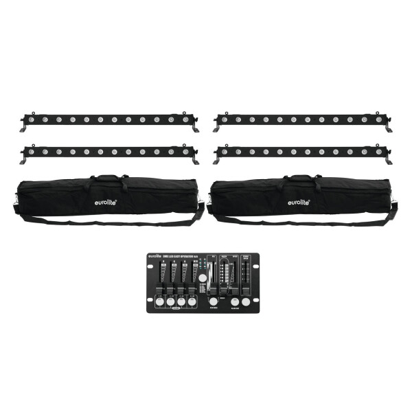 Eurolite Set 4x LED BAR-12 QCL RGBW + 2x Soft Bags + Controller