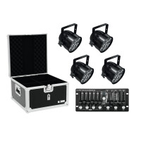 Eurolite Set 4x LED PAR-56 HCL sw + Case + Controller