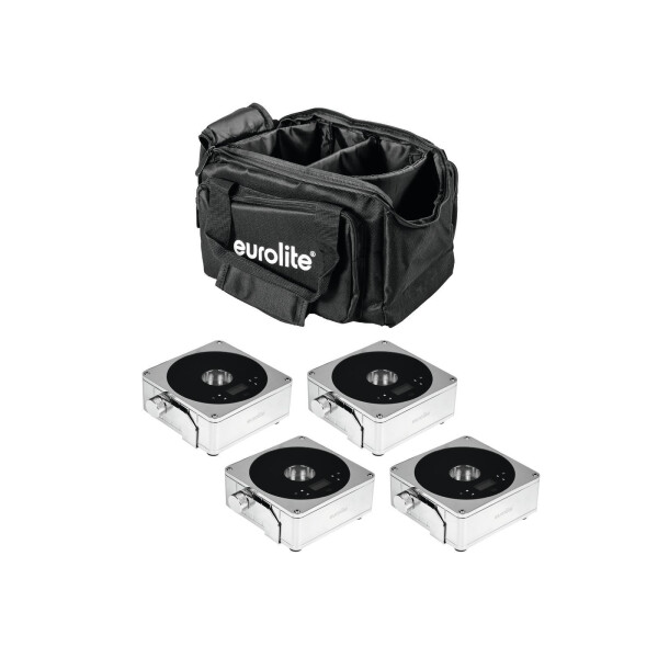 Eurolite Set 4x AKKU IP Flat Light 1 chrome + soft bag
