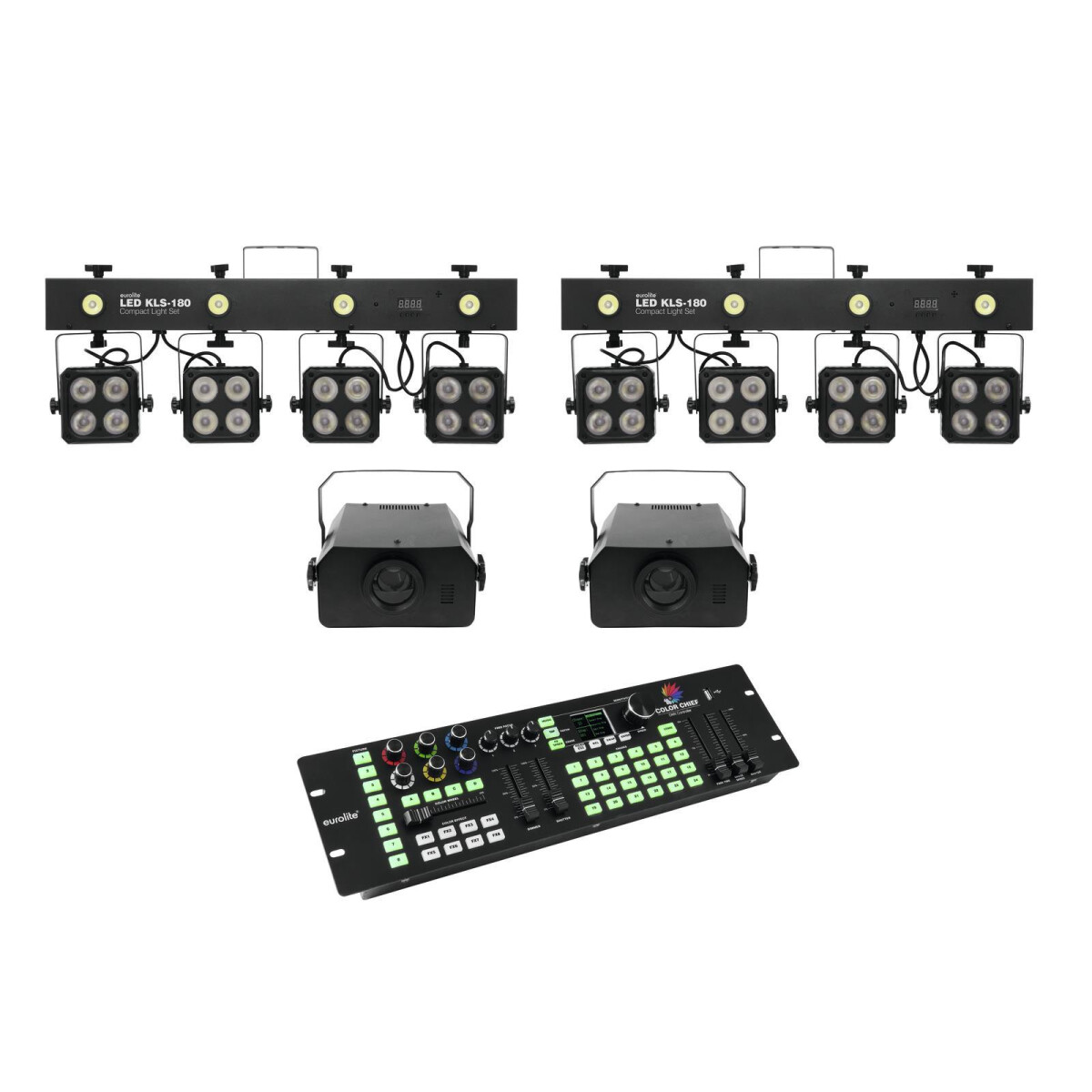 Eurolite Set 2x LED KLS-180 + 2x LED WF-40 + DMX LED Color C