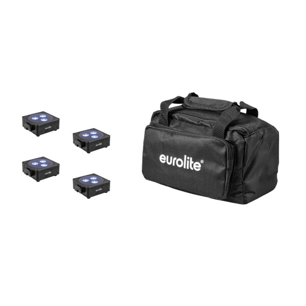 Eurolite Set 4x AKKU Flat Light 3 sw + soft bag