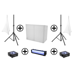 Eurolite Set AKKU 2x Flat Light 3 sw + Bar-6 + Ständer