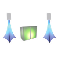 Eurolite Set AKKU 2x Flat Light 3 sw + Bar-6 + Ständer