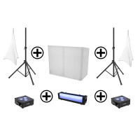 Eurolite Set AKKU 2x Flat Light 3 sw + Bar-6 + Ständer
