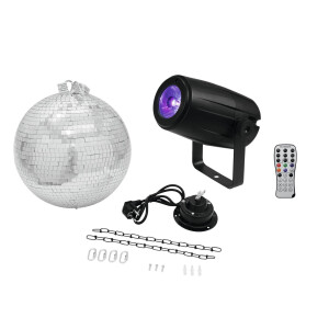 Eurolite set mirror ball 30cm with motor + LED PST-5 QCL spot black