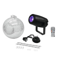 Eurolite set mirror ball 30cm with motor + LED PST-5 QCL spot black
