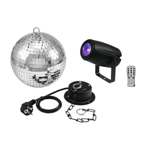 Eurolite Set Spiegelkugel 20cm mit Motor + LED PST-5 QCL Spot sw