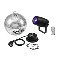 Eurolite Set Spiegelkugel 20cm mit Motor + LED PST-5 QCL Spot sw