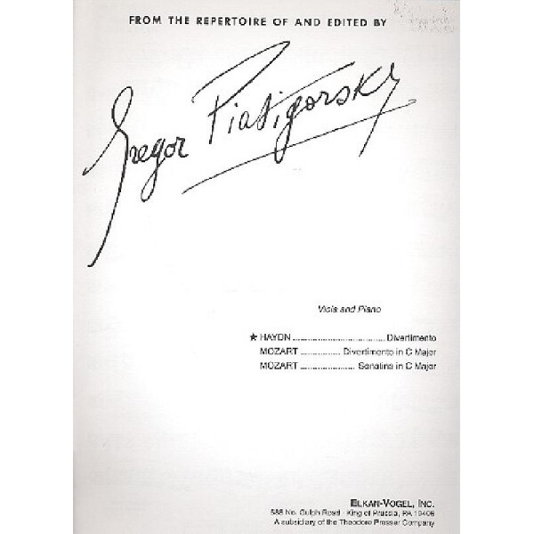 Divertimento for viola and piano