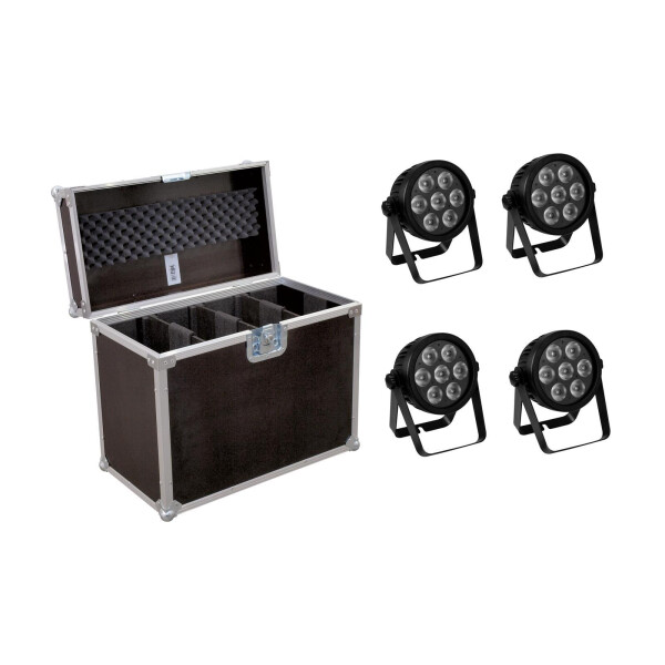 Eurolite Set 4x LED 7C-7 Silent Slim Spot + Case
