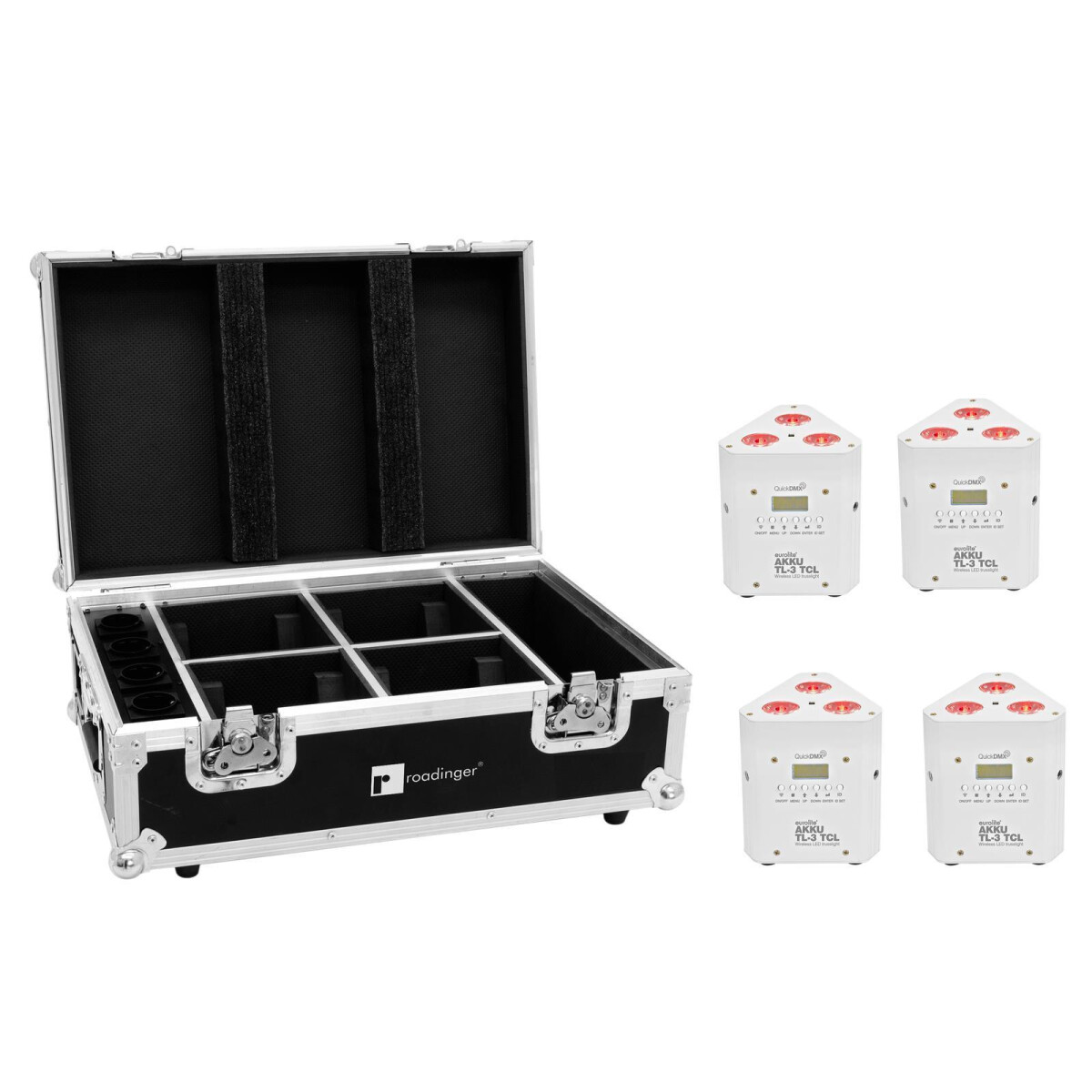 Eurolite Set 4x AKKU TL-3 TCL white + case with charging fun