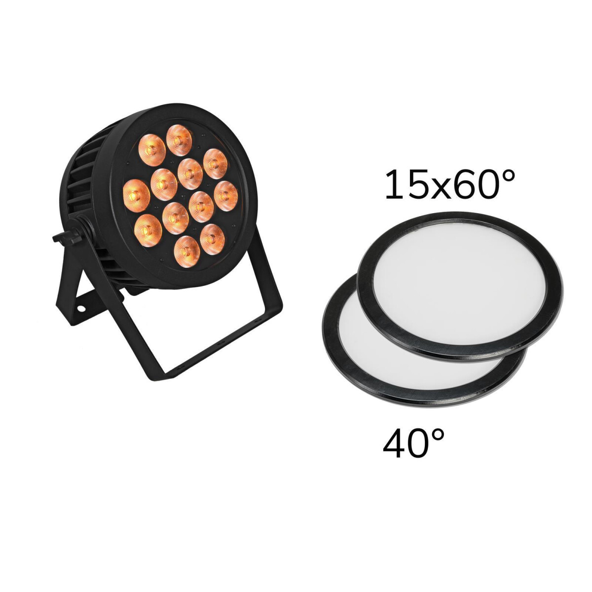 Eurolite Set LED IP PAR 12x9W SCL Spot + 2x Diffusorscheibe 