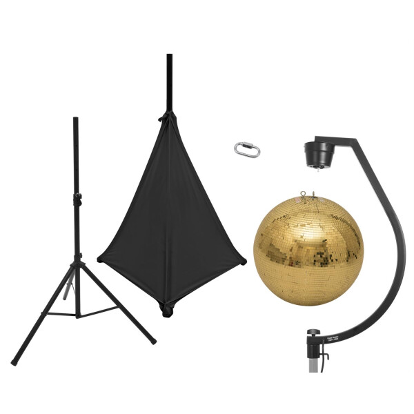 Eurolite set mirror ball 50cm gold with tripod and black sail