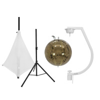 Eurolite set mirror ball 30cm gold with tripod and white sail
