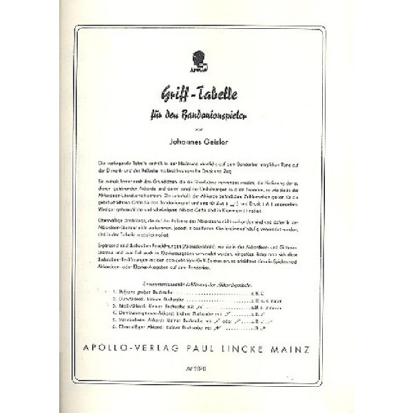 Grifftabelle für Bandonion