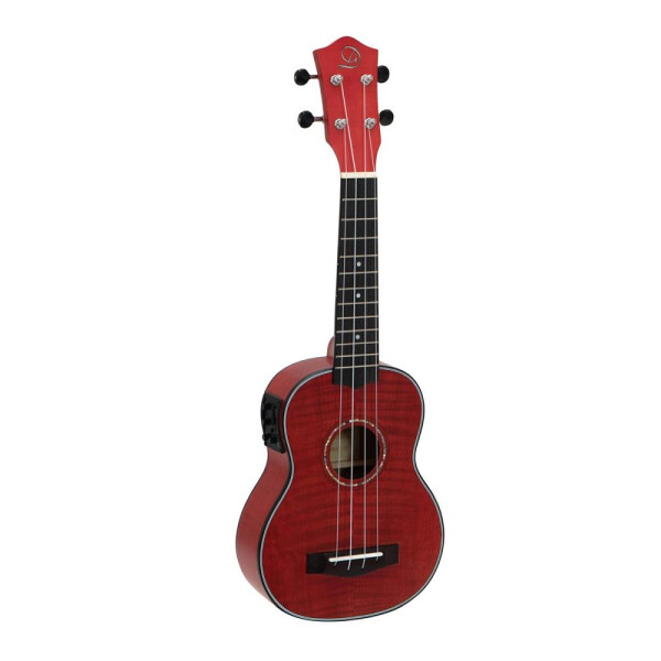 Dimavery UK-100 soprano ukulele, flamed red