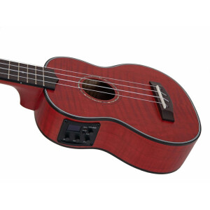 Dimavery UK-100 soprano ukulele, flamed red