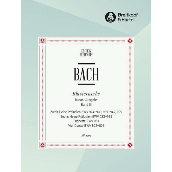 Klavierwerke Bach-Busoni Band 3