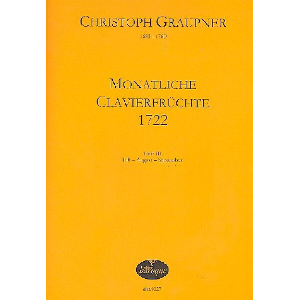 Monatliche Clavierfrüchte 1722 Band 3 (Juli - August - September)