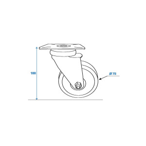 Roadinger swivel castor 75mm gray