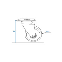 Roadinger swivel castor 75mm gray