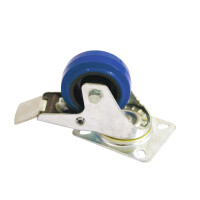 Roadinger swivel castor 80mm blue with brake